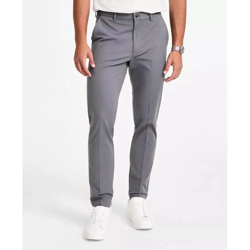 Michael Kors Men's Classic-Fit Cotton-Blend Dress Pants Grey Size 36W 32L